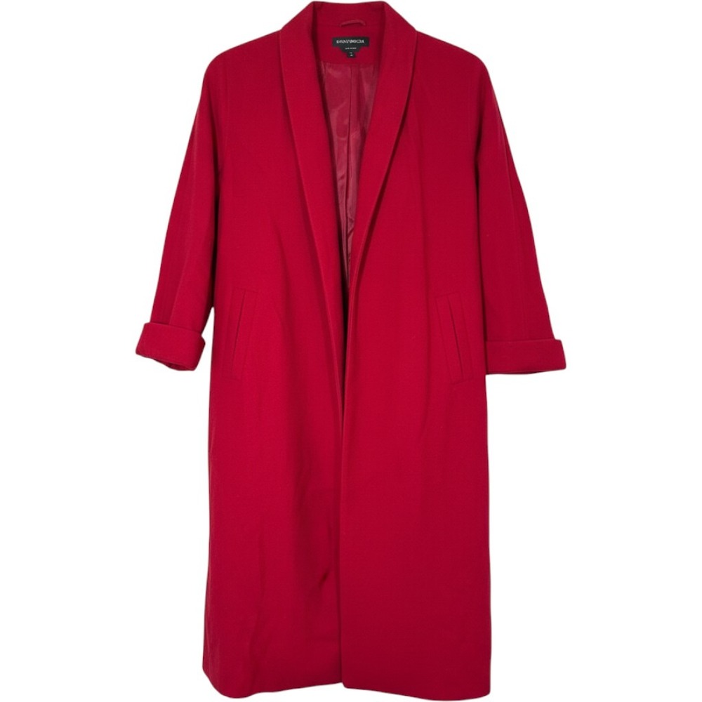 Donnybrook Red Wool Long Coat Shawl Collar Vintage Made in Russia Size 18